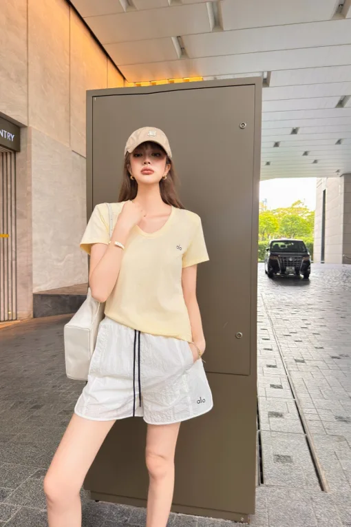 Bestseller Alo Kurzarm Baumwolle Casual Luxus