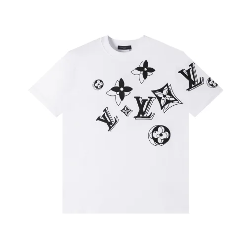 Luxuriöse Louis Vuitton Kurzarm-Monogramm-Kollektion aus schwarzer Baumwolle