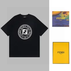 Bestseller Fendi Kurzarm Schwarz Baumwolle Klassisch Luxus