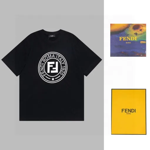 Bestseller Fendi Kurzarm Schwarz Baumwolle Klassisch Luxus