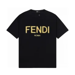 Bestseller Fendi Kurzarm Schwarz Baumwolle Logo Luxus
