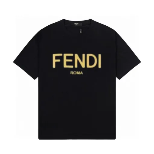 Bestseller Fendi Kurzarm Schwarz Baumwolle Logo Luxus