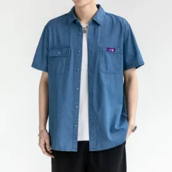 Bestseller The North Face Kurzarm Lila Denim Solid Luxus