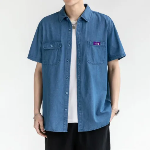 Bestseller The North Face Kurzarm Lila Denim Solid Luxus