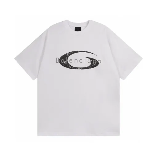 Luxuriöser Balenciaga-Kurzarm-Baumwoll-Logo-Stil