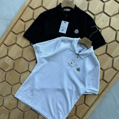 Luxus Moncler Kurzarm Schwarz Baumwolle Klassischer Stil