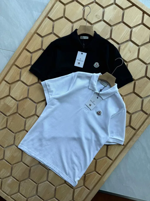 Luxus Moncler Kurzarm Schwarz Baumwolle Klassischer Stil