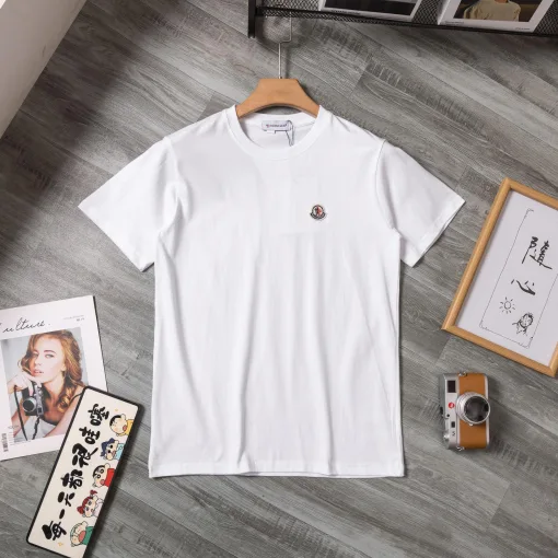 Luxus Moncler Kurzarm Schwarz Baumwolle Atmungsaktiv Stil
