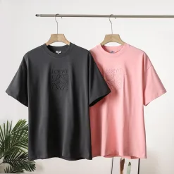 Hochwertige Loewe Kurzarm Graue Baumwolle Logo Kollektion