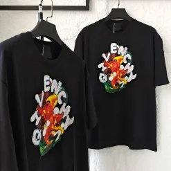 Hochwertiger Givenchy Kurzarm-Baumwoll-Print im Schwarz