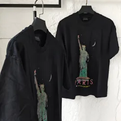 Premium Qualität Balenciaga Kurzarm Schwarz Gewaschen Luxus