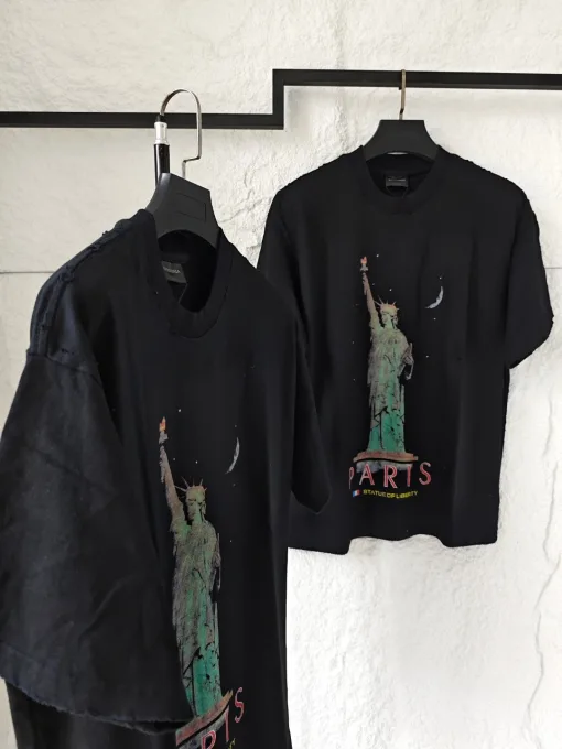 Premium Qualität Balenciaga Kurzarm Schwarz Gewaschen Luxus