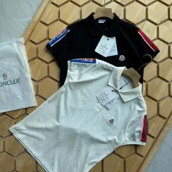 Hochwertiges Moncler Poloshirt Schwarz Logo Luxus
