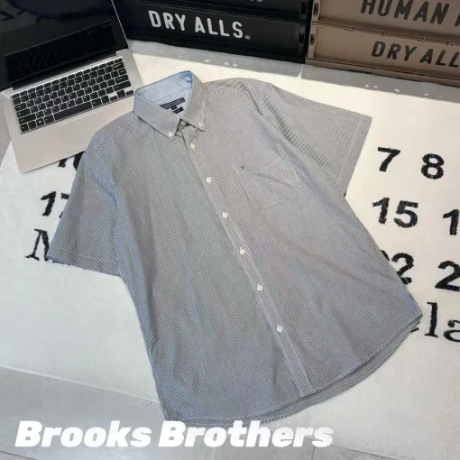 Premium Brooks Brothers Kurzarmhemd Sky Cotton Casual Style