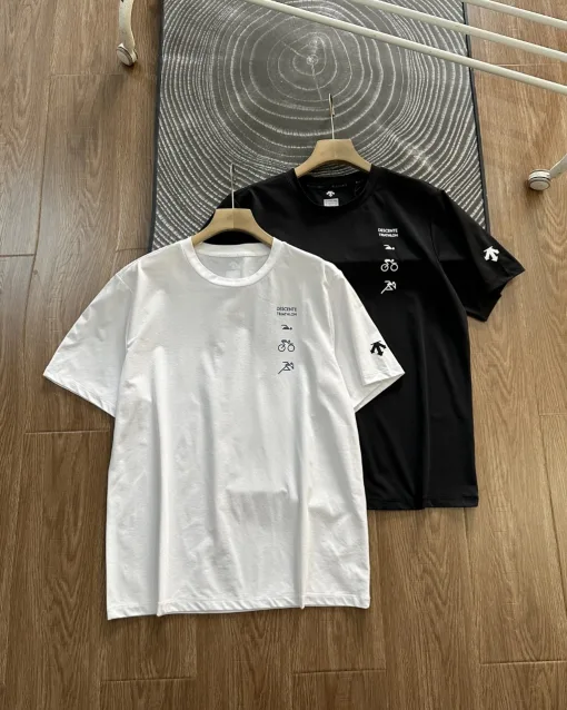 Luxus Descente Kurzarm Schwarz Strick Atmungsaktiv Stil