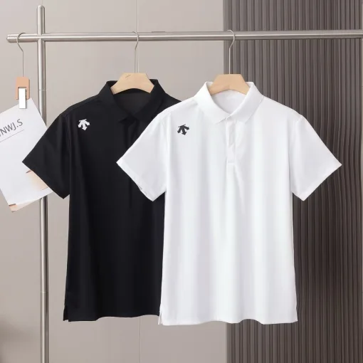 Premium Descente Kurzarm Weiß Strick Klassisch Luxus