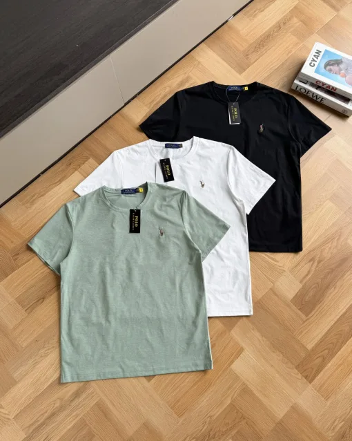 Luxus Ralph Lauren Kurzarm-Kollektion aus schwarzer Baumwolle mit Stickerei