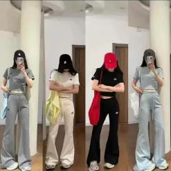 Premiumqualität Alo Kurzarm Schwarz Bestickte Kollektion
