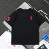 Hochwertiges Ralph Lauren Kurzarm-Shirt im schwarzen bestickten Stil