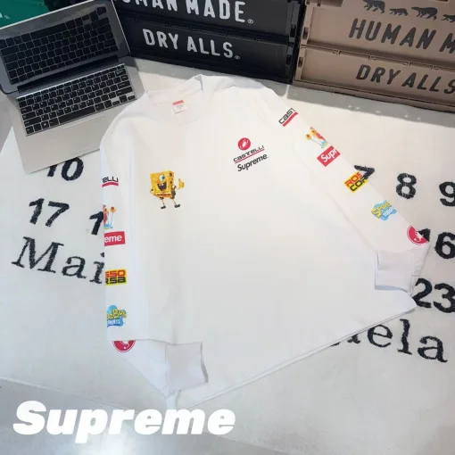 Hochwertige Supreme Langarm-Kollektion mit schwarzem Druck