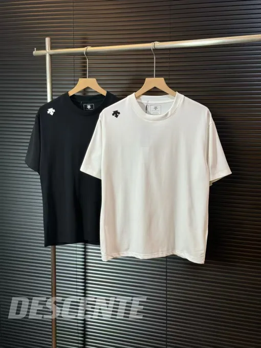 Luxus Descente Kurzarm Schwarz Baumwolle Minimalist Kollektion