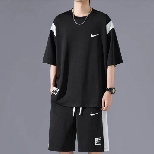 Luxus Nike Kurzarmhemd Schwarz Kariert