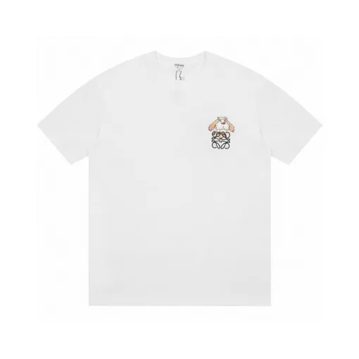 Premium Loewe Kurzarm Grau Baumwolle Bestickt Stil