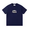 Hochwertige Ami Kurzarm Navy Baumwolle Logo Kollektion