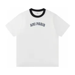 Luxus Ami Kurzarm Weiß Baumwolle Logo Kollektion