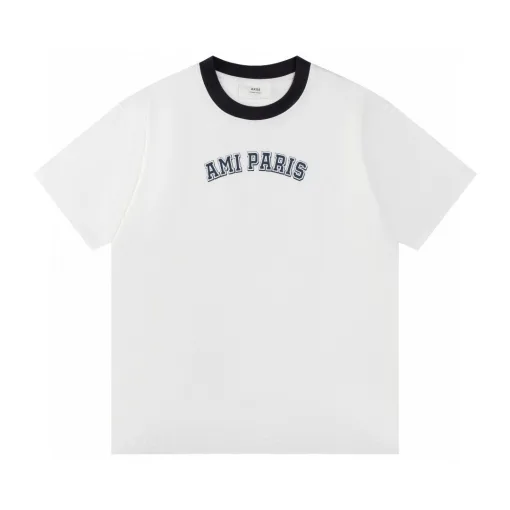 Luxus Ami Kurzarm Weiß Baumwolle Logo Kollektion