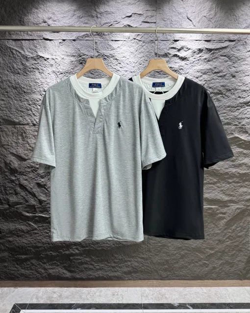 Bestseller Ralph Lauren Kurzarm Schwarz Baumwolle Bestickt Luxus