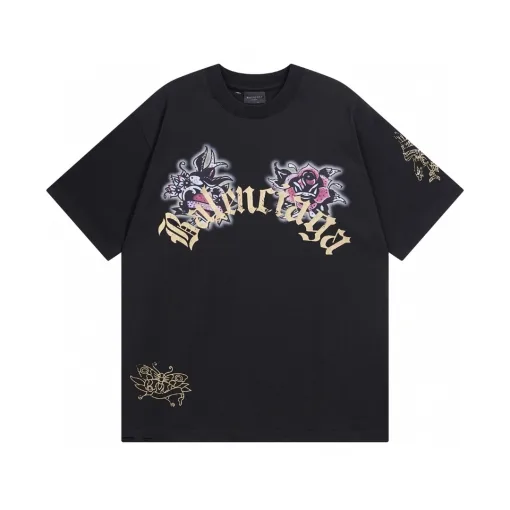 Luxus Balenciaga Kurzarm Baumwolle Grafikstil