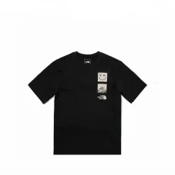 Premium The North Face Kurzarm Schwarz Baumwolle Solid Luxury