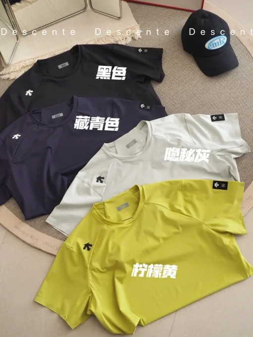 Premium Qualität Descente T-Shirt Schwarz Atmungsaktive Kollektion