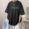 Luxus Fila Kurzarm Schwarz Baumwolle Luxus