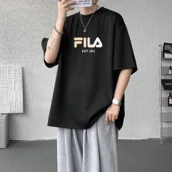 Bestseller Fila Kurzarm Schwarz Baumwolle Stil