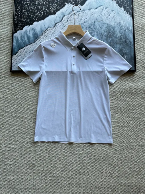 Luxus-Kurzarmhemden von Descente aus schwarzer Seide, atmungsaktive Kollektion