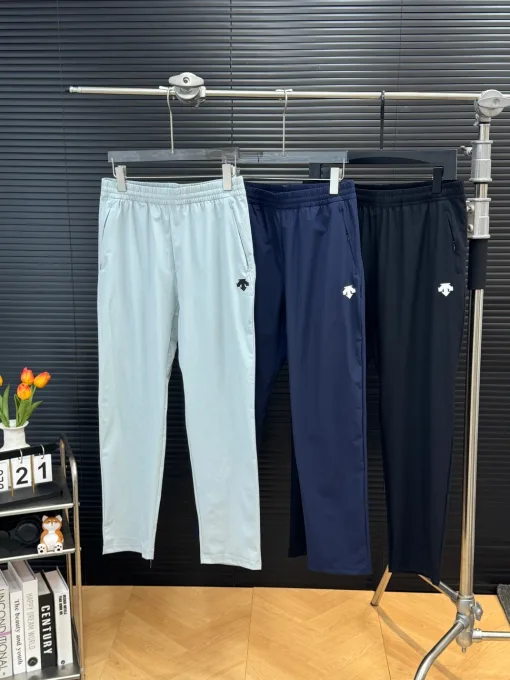 Hochwertige Descente Hose Schwarz Seide Logo Luxus