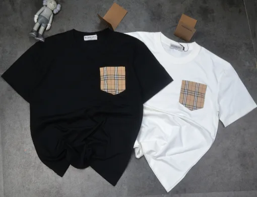 Burberry Kurzarmhemd in Premiumqualität aus schwarzer Baumwolle der Classic Collection
