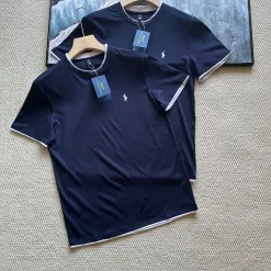 Bestseller Ralph Lauren Kurzarm-Kollektion aus bestickter Baumwolle in Marineblau