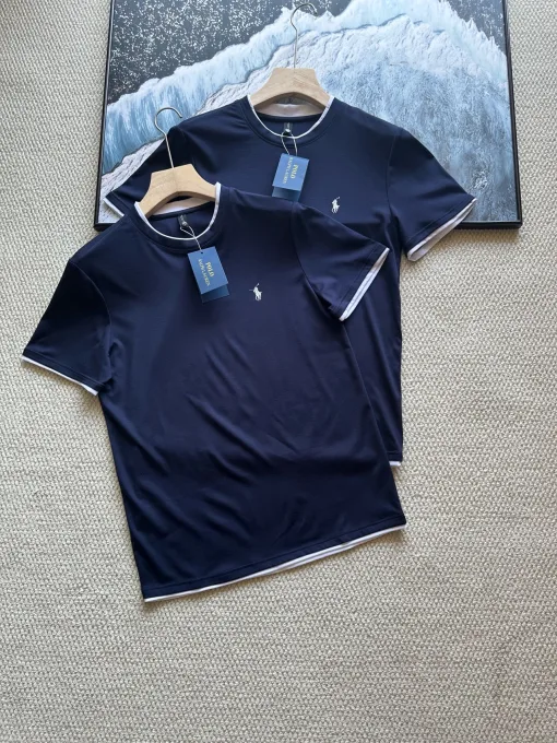 Bestseller Ralph Lauren Kurzarm-Kollektion aus bestickter Baumwolle in Marineblau