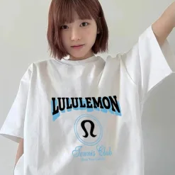 Premium Qualität Lululemon Kurzarm Weiß Baumwolle Atmungsaktiv Stil