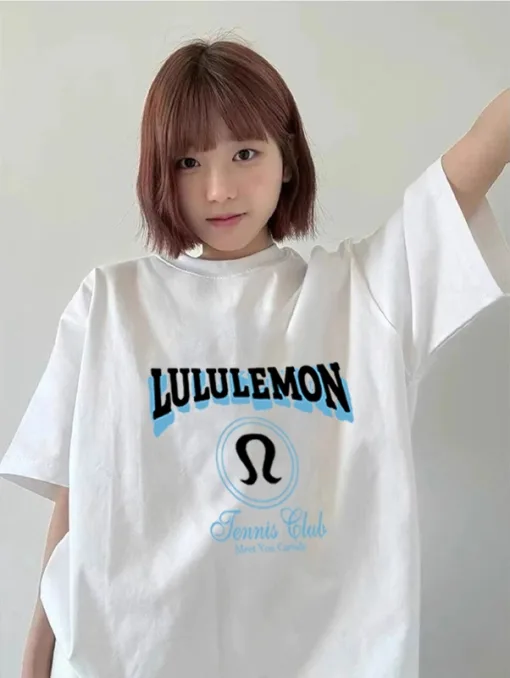 Premium Qualität Lululemon Kurzarm Weiß Baumwolle Atmungsaktiv Stil