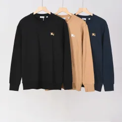 Luxus Burberry Sweatshirts Schwarz Baumwolle Stickerei Luxus