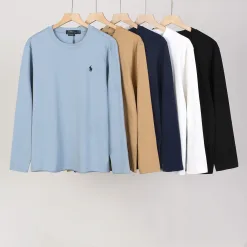 Premium Ralph Lauren Langarmshirt aus schwarzer Baumwolle, atmungsaktive Kollektion