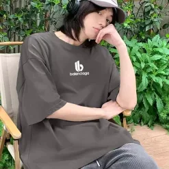 Hochwertiger Balenciaga Kurzarm-Monogramm-Stil aus weißer Baumwolle