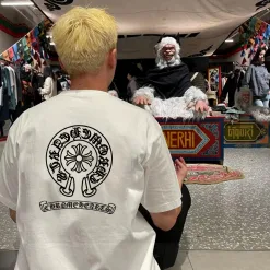 Hochwertige Chrome Hearts Kurzarm Schwarz Baumwolle Druck Luxus