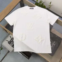 Hochwertiges Louis Vuitton Kurzarmhemd aus schwarzer Baumwolle mit Stickerei
