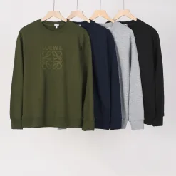 Hochwertige Loewe Sweatshirts Schwarz Baumwolle Stickerei Stil