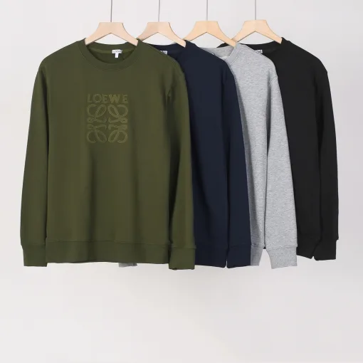 Hochwertige Loewe Sweatshirts Schwarz Baumwolle Stickerei Stil